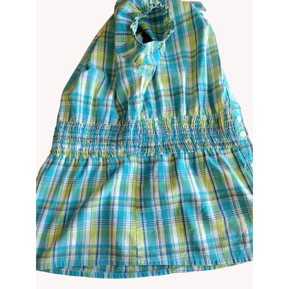 Creative Looks Medium Plaid Short Puff Sleeve Button Up Elastic Waist - Picture 11 of 12